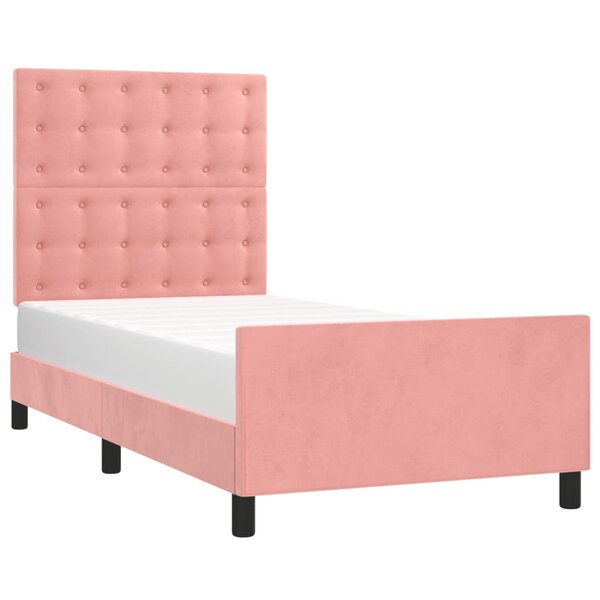 vidaXL Cadre de lit avec tête de lit Rose 100x200 cm Velours