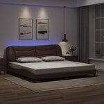 vidaXL Cadre de lit avec lumières LED marron 200x200 cm similicuir