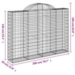 vidaXL Paniers à gabions arqués 9 Pièces 200x30x140/160 cm Fer galvanisé