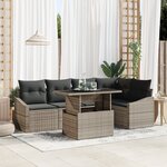 vidaXL Ensemble de canapé de jardin 6 pièces avec coussins gris en poly rotin