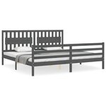 vidaXL Cadre de lit avec tête de lit gris 200x200 cm bois massif