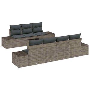 vidaXL Ensemble de canapé de jardin avec coussin 8 Pièces Gris polyrotin