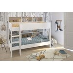 Lits superposés enfant - chêne et Blanc Ombre - Sommiers inclus - 2 x 90 x 200 cm
