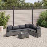 vidaXL Salon de jardin avec coussins 7 Pièces gris résine tressée