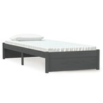 vidaXL Cadre de lit Gris Bois massif 75x190 cm Petit simple