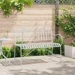 vidaXL Banc Blanc Métal 103 5 x 59 x 89 cm Durable Banc d'extérieur