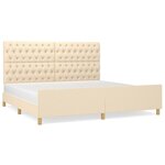 vidaXL Cadre de lit avec tête de lit Crème 200 x 200 cm Tissu
