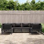 vidaXL Salon de jardin avec coussins 6 Pièces anthracite acier