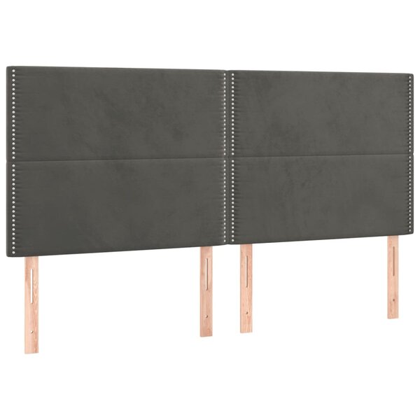 vidaXL Têtes de lit 4 Pièces Gris foncé 90x5x78/88 cm Velours
