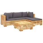 vidaXL Salon de jardin 5 Pièces avec coussins Bois de teck solide