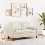 vidaXL Canapé 2 places avec oreillers décoratifs crème 120 cm velours