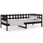 vidaXL Lit de jour Noir 90x200 cm Bois de pin massif