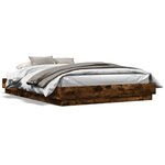 vidaXL Cadre de lit chêne fumé 140x200 cm bois d'ingénierie