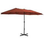 vidaXL Parasol avec poteau en aluminium 460 x 270 cm Terre cuite