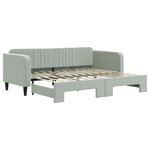 vidaXL Lit de jour avec lit gigogne gris clair 90x200 cm velours