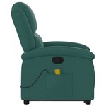 vidaXL Fauteuil inclinable de massage Vert foncé Tissu