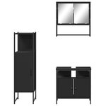 vidaXL Ensemble de meubles salle de bain 3 Pièces noir bois d'ingénierie