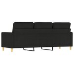 vidaXL Canapé à 3 places Noir 180 cm Tissu