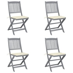 vidaXL Chaises pliables d'extérieur lot de 4 et coussins Bois d'acacia
