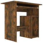 Bureau table poste de travail meuble d'ordinateur informatique étude chêne fumé 80 x 45 x 74 cm bois d'ingénierie brun 02_0023590