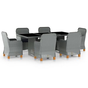 vidaXL Ensemble à manger d'extérieur et coussins 7 Pièces résine tressée