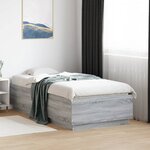 vidaXL Cadre de lit avec LED sans matelas sonoma gris 75x190 cm