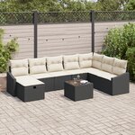 vidaXL Ensemble de Canapés de Jardin 9 pièces avec Coussins Noir Rattan Composite