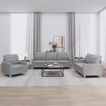 vidaXL Ensemble de canapés 3 Pièces avec coussins Gris clair Tissu