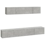 vidaXL Ensemble de meubles TV 4 Pièces Gris béton Bois d'ingénierie