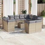 vidaXL Salon de jardin avec coussins 12 Pièces beige résine tressée