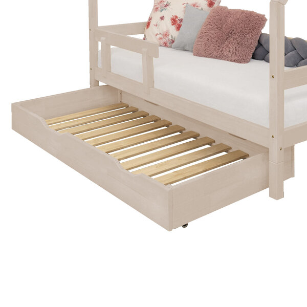 Tiroir de lit 90 x 160 avec sommier BUDDY - beige