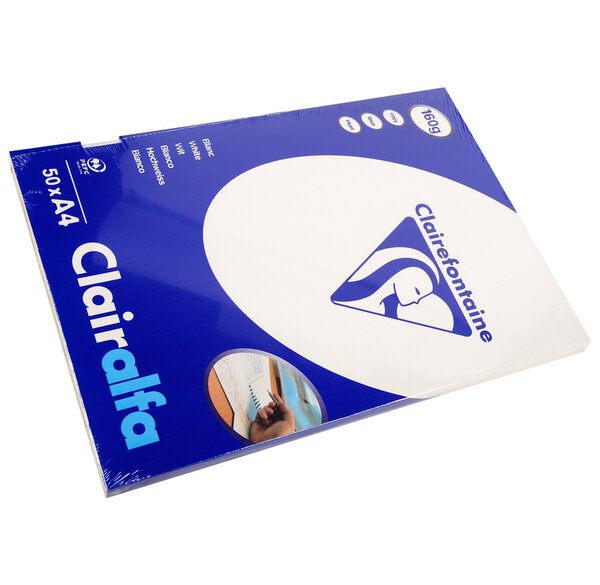 Ramette 50 Feuilles Papier 160g A4 210x297 mm Certifié PEFC Blanc CLAIRALFA