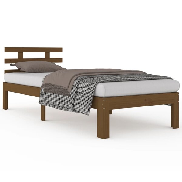 vidaXL Cadre de lit Marron miel Bois massif 100x200 cm
