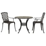 vidaXL Ensemble de bistrot 3 Pièces bronze aluminium coulé