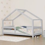Lit cabane enfant LUCKY 120 x 180 gris clair