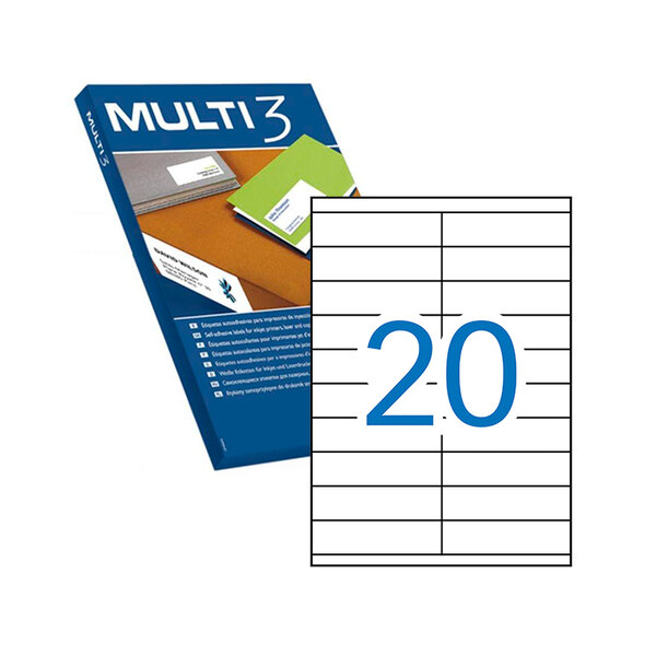 Multi3 Lot de 10 000 étiquettes blanches à bords droits Taille 105 0 x 29 0 mm avec adhésif permanent pour usages multiples