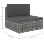 vidaXL Salon de jardin 9 Pièces avec coussins Gris Résine tressée