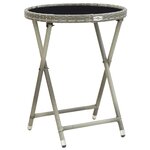 vidaXL Ensemble de bistro avec coussins 3 Pièces gris rotin et verre