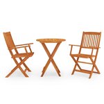 vidaXL Ensemble à manger d'extérieur pliable 3 Pièces Bois d'eucalyptus