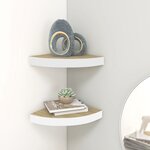 vidaXL Étagères d'angle murales 2 Pièces Chêne et blanc 35x35x3 8 cm MDF