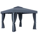 vidaXL Tonnelle avec rideau 3x3 m Anthracite Aluminium
