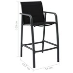 vidaXL Chaises de bar de jardin 4 Pièces Noir Textilène