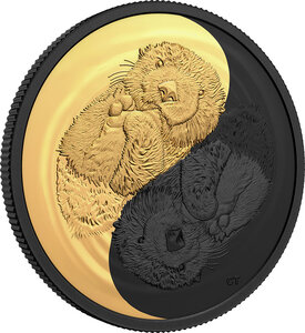 Pièce de monnaie en Argent 20 Dollars g 31.39 Millésime 2022 Black and Gold SEA OTTER