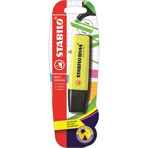 Surligneur boss original rechargeable pointe biseautée 2-5 mm jaune x 10 stabilo
