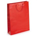 Sac pelliculé brillant rouge à poignées cordelières 55 x 45 x 15 cm (lot de 25)