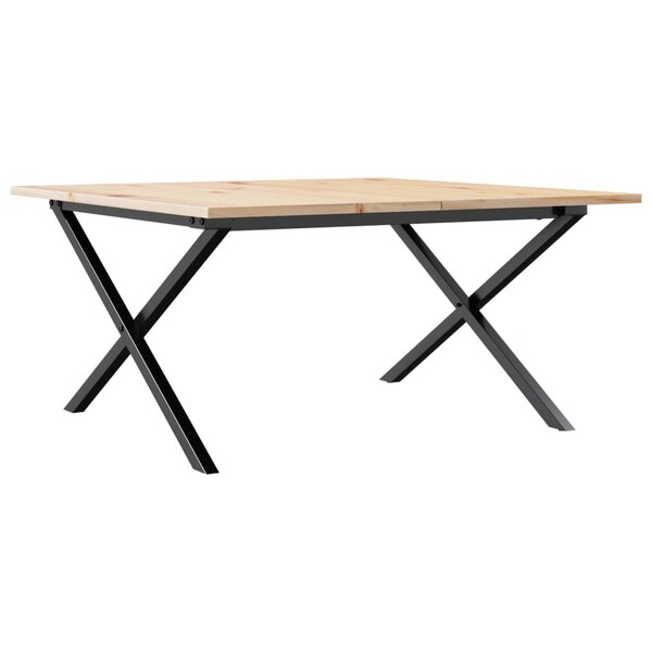 vidaXL Table basse cadre en X 80x80x45 cm bois de pin massif et fonte