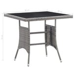 vidaXL Table de jardin gris 80x80x74 cm résine tressée