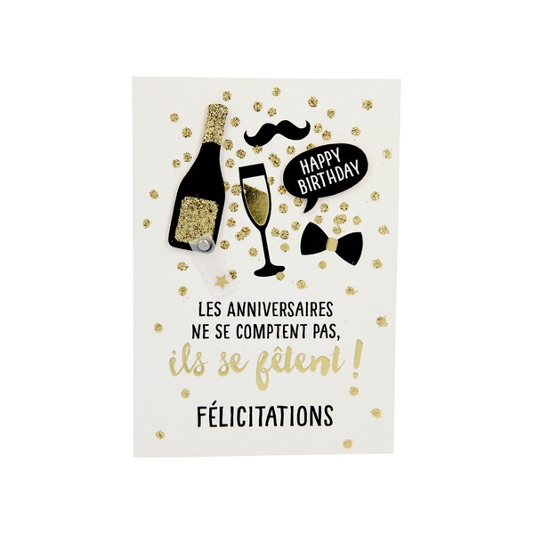 Carte de voeux paillettes - anniversaire - les anniversaires ne se comptent pas