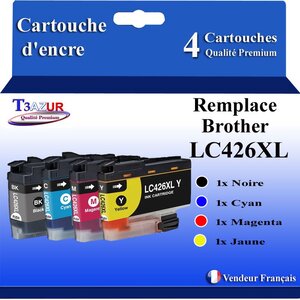 T3AZUR- 4x Cartouche compatible avec Brother LC426 XL pour Brother MFC-J4540DW XL MFC-J4540DWT