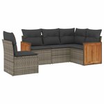 vidaXL Salon de jardin 5 Pièces avec coussins gris résine tressée